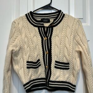 Cider black cream knit sweater cardigan